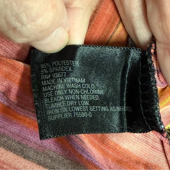 Worthington Petite PXL Orange Black Striped Career Blouse Stretch Top - Picture 8 of 9